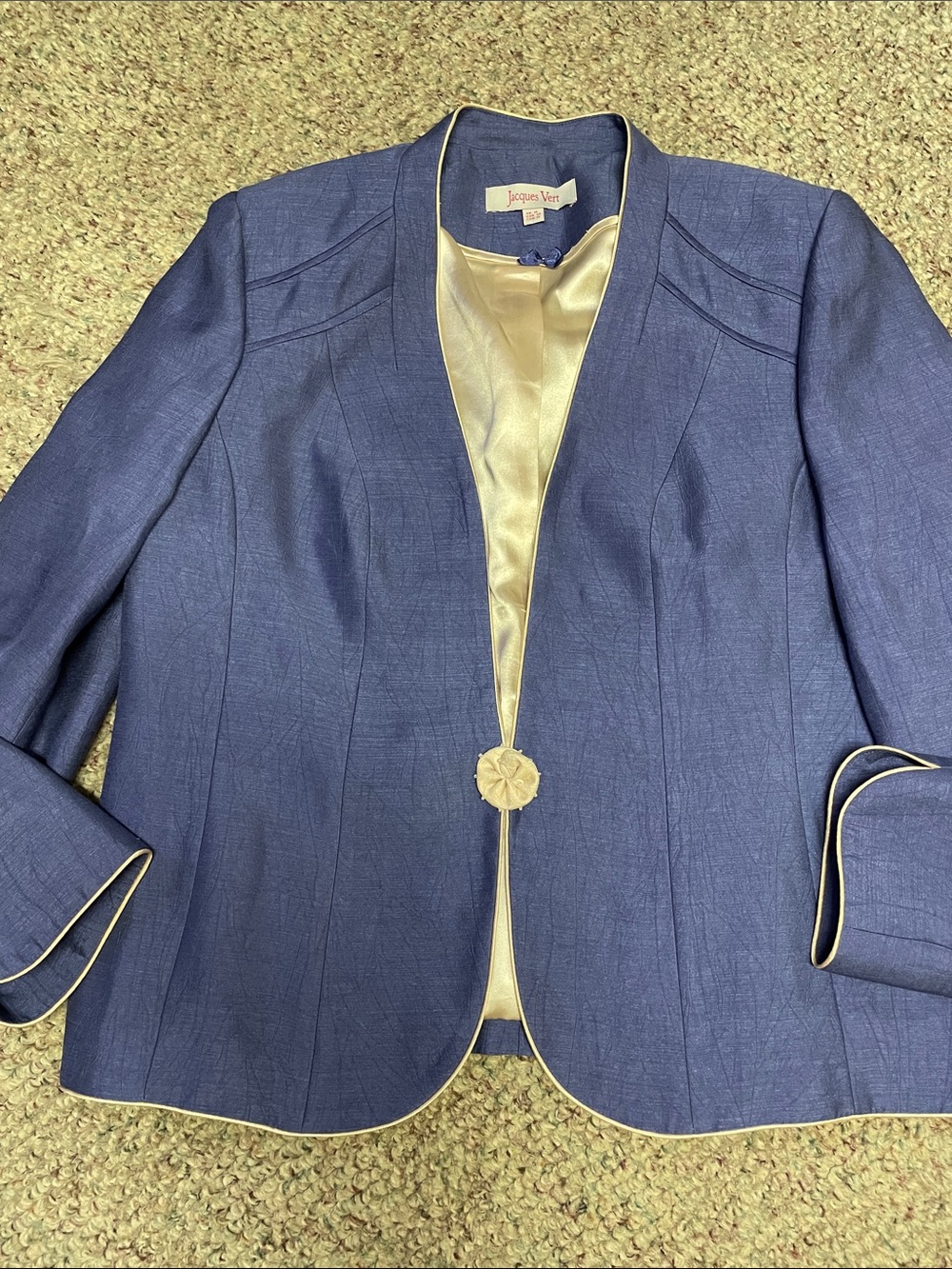 Jacques vert violet Tailored Jacket with rose button and Cream Trim